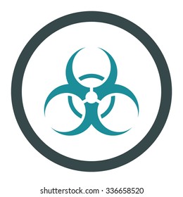 Biohazard Symbol vector icon. Style is bicolor flat rounded symbol, soft blue colors, rounded angles, white background.