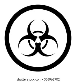 Biohazard Symbol vector icon. Style is flat rounded symbol, black color, rounded angles, white background.