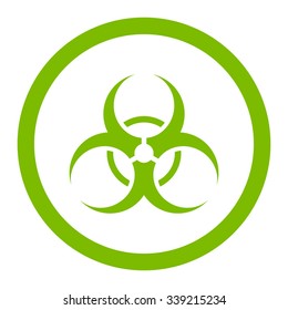 Biohazard Symbol vector icon. Style is flat rounded symbol, eco green color, rounded angles, white background.