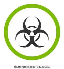 Biohazard Symbol vector icon. Style is bicolor flat rounded symbol, eco green and gray colors, rounded angles, white background.