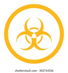 Biohazard Symbol vector icon. Style is flat rounded symbol, yellow color, rounded angles, white background.