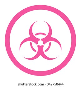Biohazard Symbol vector icon. Style is flat rounded symbol, pink color, rounded angles, white background.