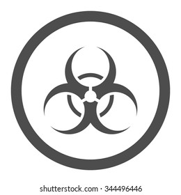 Biohazard Symbol vector icon. Style is flat rounded symbol, gray color, rounded angles, white background.