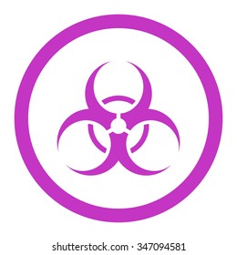 Biohazard Symbol vector icon. Style is flat rounded symbol, violet color, rounded angles, white background.