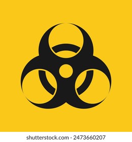 Biohazard Symbol: vector illustration of a black biohazard symbol with a yellow background