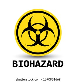 Biohazard Symbol Yellow Caution Label Design Button - Medical and Biology Vector Illustration