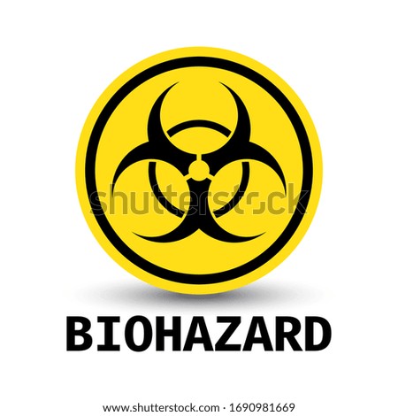 Biohazard Symbol Yellow Caution Label Design Button - Medical and Biology Vector Illustration