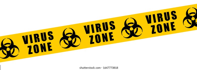 Biohazard Tape Vector Symbol. Biological Hazard Warning Sign. Virus Zone Barrier Tape.