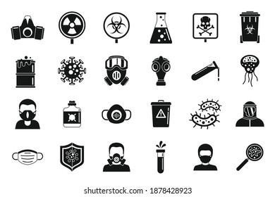 Biohazard toxic icons set. Simple set of biohazard toxic vector icons for web design on white background