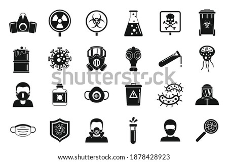 Biohazard toxic icons set. Simple set of biohazard toxic vector icons for web design on white background