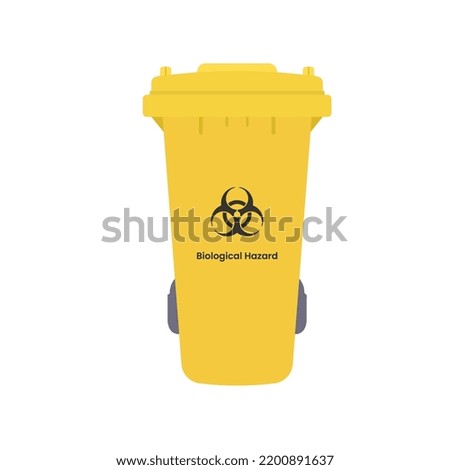 Biohazard Trash Bin Flat Illustration. Clean Icon Design Element on Isolated White Background