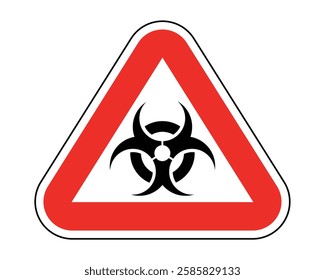 Biohazard Triangle Sign - Red Border High-quality Vector Illustration