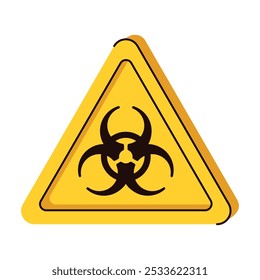 Symbol für biologisch gefährdetes Dreieck. Handzeichnung, Vektorgrafik, flach.