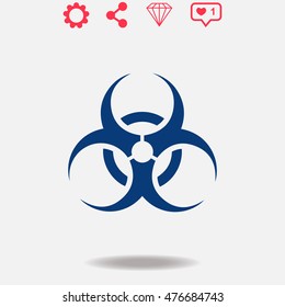 Biohazard vector icon on grey background.