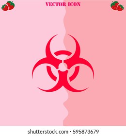 Biohazard vector  icon. Strawberry Background.