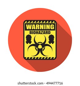 Biohazard - vector isolated icon with shadow on the red background.