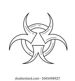 Biohazard vector line icon isolated on white background. Warning sign of biohazard line icon for infographic, website or app.