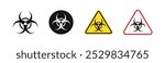 Biohazard vector sign set. Biohazard symbols in bold black and yellow