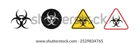 Biohazard vector sign set. Biohazard symbols in bold black and yellow