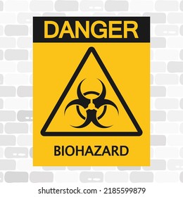 Biohazard vector warning sign, black and yellow banner.