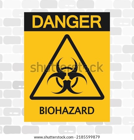 Biohazard vector warning sign, black and yellow banner.