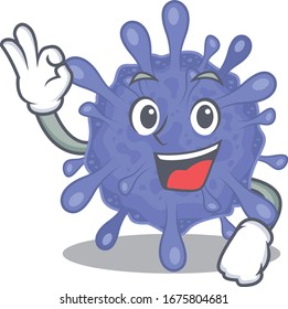 Biohazard viruscorona cartoon character design style making an Okay gesture