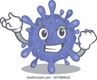 Biohazard viruscorona cartoon character style with happy face