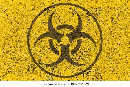 Biohazard warning background. Vector illustration of grunge biological hazard wallpaper. Toxic symbol. Attention. Danger zone. Caution toxic contaminants. Post Apocalyptic concept.