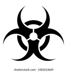 Biohazard warning icon. Medical waste caution symbol. Biological contamination danger sign. Vector illustration image. Isolated on white background.
