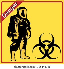 Biohazard warning on yellow sign