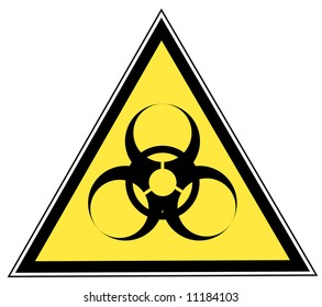 biohazard warning on yellow triangle sign - vector