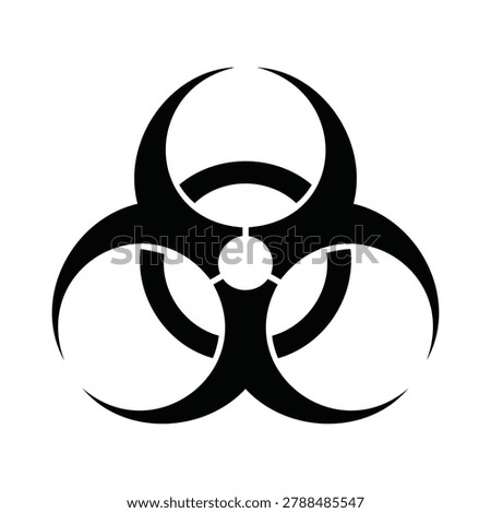 Biohazard warning sign black silhouette vector icon representing biological danger