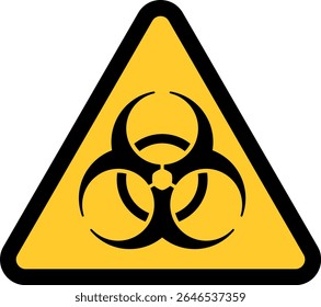 Biohazard warning sign – ISO 7010 yellow triangle with black biohazard symbol indicating biological danger or infectious materials