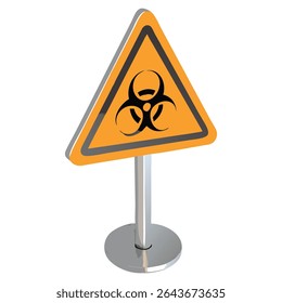 Biohazard warning sign on white background for safety and health precautions and awareness purposes