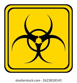 sinal de aviso de risco biológico em um tabuleiro triangular amarelo. sinal biológico.
