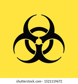 Biohazard, Warning, Threat concept. Flat design vector illustration Biohazard icon on the yellow background. 