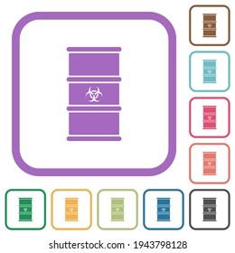 Biohazard waste simple icons in color rounded square frames on white background
