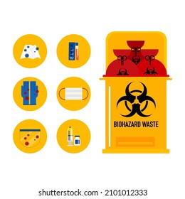 Residuos de riesgo biológico, icono de basura Biohazard.