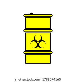 Biogefährlich Gelbes Fass Symbol, flacher Stil.