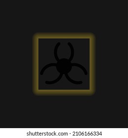 Biohazard yellow glowing neon icon