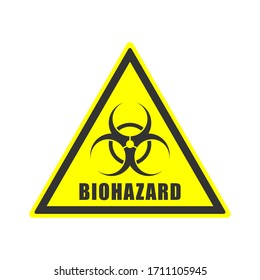 Symbol für das dreieckige Warndreieck Biogefährlich. Symbol für die Vorsicht bei toxischen Abfällen. Gefahrenkennzeichnung für biologische Kontamination. Grippevirus-Epidemie Bild der Vektorillustration. Einzeln auf weißem Hintergrund.
