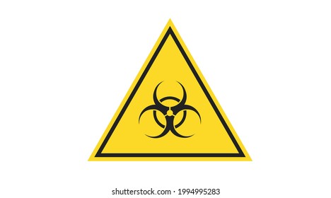 Biohazard yellow warning triangle icon. Toxic waste caution symbol. Biological contamination hazard label.