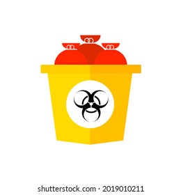 Caricatura de basura de Biohazards sobre fondo blanco.