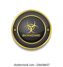 Biohazrd Sign Gold Vector Icon Button