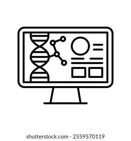 Bioinformatics black line icon. Vector isolated element. Editable stroke.