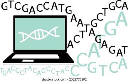 Bioinformatics concept illustrated by data analysis of biological and genomic data