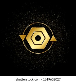 bioinformatics gold icon. Vector illustration of golden particle background.