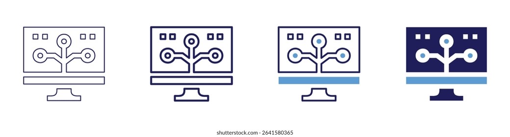 Bioinformatics icon in 4 different styles. Thin Line, Line, Bold Line, Duotone. Duotone style. Editable stroke.