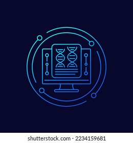 bioinformatics icon with dna, linear design