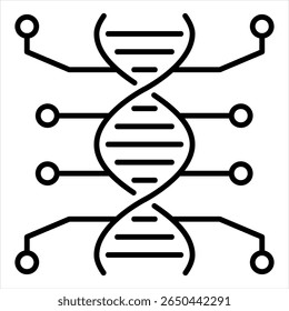 Ilustración vectorial de línea de iconos de bioinformática